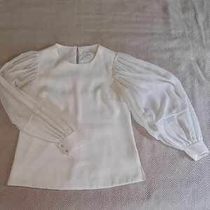 Ted Baker Cream Blouse with Puff Sleeves